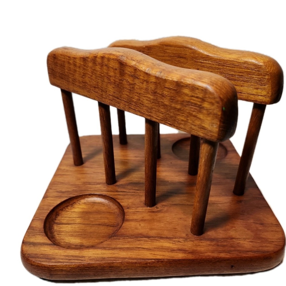 Vintage MCM Wooden Teak Napkin Holder. 7.5" x 7.5" EUC